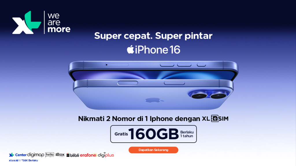 XL Axiata kembali menghadirkan program bundling spesial untuk pengguna iPhone 16 di Indonesia. Dok XL